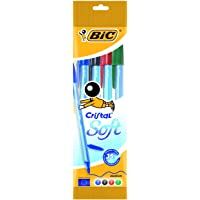 BIC Cristal Soft bolígrafos punta media (1-2 mm) - colores Surtidos- Blíster de 4 unidades